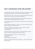  Introduction to QC, QA and QAC Test 1 Questions and Answers (A+ GRADED 100% VERIFIED)