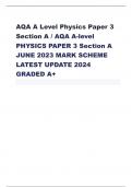 AQA A Level Physics Paper 3  Section A / AQA A-level  PHYSICS PAPER 3 Section A  JUNE 2023 MARK SCHEME LATEST UPDATE 2024  GRADED A+