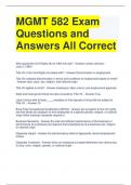 MGMT 582 Exam Questions and Answers All Correct