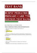 TEST BANK FOR BURNS' PEDIATRIC PRIMARY CARE 7th EDITION ISBN 9780323581967 CHAPTER 1-46 | A+ LEVEL.