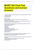 MGMT 582 Final Test Questions and Correct Answers