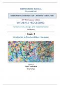 Instructor Solution Manual For DATABASE PROCESSING (Fundamentals, Design, and Implementation) 15th edition with All Chapteer 100% Complete Guaranteed Success 
