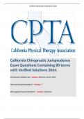 California Chiropractic Jurisprudence Exam Questions Containing 80 terms with Verified Solutions 2024. 