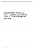 AQA  GCSE HISTORY  Paper 1 Section A/D  MARK SCHEME JUNE 2023   8145/1A/D