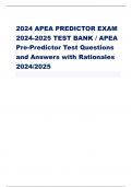 2024 APEA PREDICTOR EXAM  2024-2025 TEST BANK / APEA  Pre-Predictor Test Questions  and Answers with Rationales  2024/2025