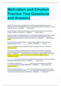 Motivation and Emotion Practice Test Questions and Answers