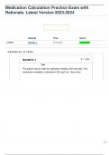 Medication Calculation Practice Exam with Rationale. Latest Version-2023-2024