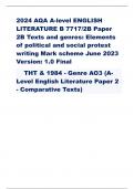 2024 AQA A-level ENGLISH LITERATURE B 7717/2B Paper 2B Texts and genres: Elements of political and social protest writing Mark scheme June 2023 Version: 1.0 Final      THT & 1984 - Genre AO3 (ALevel English Literature Paper 2 - Comparative Texts)  