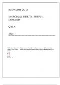 ECON 2001 QUIZ MARGINAL UTILITY, SUPPLY, DEMAND Q & A 2024.