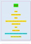 AQA A-level PHYSICAL EDUCATION 7582/2 Paper 2 Factors affecting optimal performance in  physical activity and Sport Version: 1.0 Final *JUN237582201* IB/H/Jun23/E7 7582/2QUESTION PAPER & MARKING SCHEME/ [MERGED] Marl( scheme June 2023