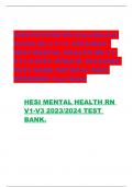 NUR PSYCHIATRI Hesi-Mental-Health-Rn-v1-v3- 2023/2024- HESI MENTAL HEALTH RN V1-V3 LATEST UPDATE 2023/2024 TEST BANK RATED  A+ NEW VERSIONS Test-Bank