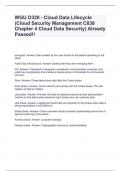 WGU D320 - Cloud Data Lifecycle (Cloud Security Management C838 Chapter 4 Cloud Data Security) Already Passed!!