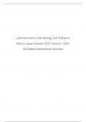  LAB INSTRUCTIONS CELL BIOLOGY ACT II MISSION MEMO LATEST UPDATE 2024 VERSION 100% COMPLETE,  MISSION MEMO SCIENTIFIC REASONING ACT II LAB INSTRUCTIONS UPDATED 2024 VERSION 100% COMPLET