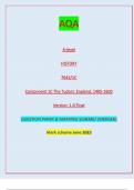 AQA A-level HISTORY 7042/1C Component 1C The Tudors: England, 1485-1603 Version: 1.0 Final IB/M/Jun23/E6 7042/1C A-level HISTORY Component 1C The Tudors: England, 1485–1603 QUESTION PAPER & MARKING SCHEME/ [MERGED] Marl( scheme June 2023