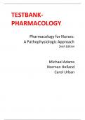 Pharmacology for Nurses: A Pathophysiologic Approach UPDATED ADAMS TESTBANK