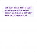 EDF 6221 Exam 1and 2 2023  with Complete Solutions/  Exam 1 and exam 2 EDF 6221 2024 EXAM GRADED A+