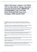 POLS 1101 Exam 1 (Exam 1 for POLS 1101 at CSU with Dr. Okoye. Kenneth Dautrich & David Yalof, AMERICAN GOVERNMENT CSU CUSTOM ELECTION EDITION. New York: Cengage, 2009) Update 2024