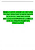 TEST BANK FOR MATERNAL- NEWBORN NURSING: THE CRITICAL COMPONENTS OF NURSING CARE 2ND EDITION ROBERTA DURHAM LINDA CHAPMAN ISBN-10: 0803637047 ISBN-13: 9780803637047