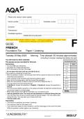 2023 AQA GCSE FRENCH 8658/LF Paper 1 Listening Foundation Tier Question Paper & Mark scheme (Merged) June 2023 [VERIFIED]