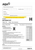 2023 AQA GCSE MATHEMATICS 8300/1H Higher Tier Paper 1 Non-Calculator Question Paper & Mark scheme (Merged) June 2023 [VERIFIED]