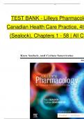 TEST BANK For Lilley's Pharmacology for Canadian Health Care Practice 4th Edition by Kara Sealock, Cydnee Seneviratne ,Verified Chapters 1 - 58, Complete Newest Version