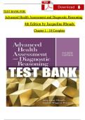 Test Bank For Advanced Health Assessment and Diagnostic Reasoning, 4th Edition by Jacqueline Rhoads, All Chapters 1 - 18, Verified Newest Version