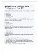 NR 546 Midterm PRACTICE EXAM Psychopharmacology 2024 