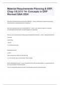 Material Requirements Planning & ERP, Chap 1/8.3/11/ 14- Concepts in ERP Revised Q&A 2024