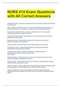 NURS 414 Exam Questions with All Correct Answers