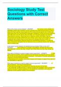 Sociology Study Test Questions with Correct Answers