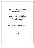 TX - SAE REAL ESTATE BROKERAGE (OPERATION OF A BROKERAGE) PRACTICE EXAM Q & A 2024