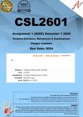 CSL2601 Assignment 1 (QUIZ COMPLETE ANSWERS) Semester 1 2024 - DUE March 2024 