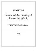 CPA LEVEL I FINANCIAL ACCOUNTING & REPORTINCPA LEVEL I FINANCIAL ACCOUNTING & REPORTING (FAR) PRACTICE EXAM Q & A 2024G (FAR) PRACTICE EXAM Q & A 2024