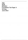 AQA GCSE BENGALI Foundation Tier	Paper 4 Writing June 2023