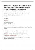 FIREFIGHTER HAZMAT OPS PRACTICE TEST 2024 QUESTIONS AND ANSWERS,GOOD SCORE IS QUARANTEED GRADE A+ 