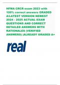 HFMA CRCR exam 2023 with 100% correct answers GRADED A/LATEST VERSION NEWEST 2024 - 2025 ACTUAL EXAM QUESTIONS AND CORRECT DETAILED ANSWERS WITH RATIONALES (VERIFIED ANSWERS) |ALREADY GRADED A+