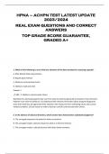 HPNA – ACHPN TEST LATEST UPDATE 2023/2024 REAL EXAM QUESTIONS AND CORRECT ANSWERS TOP GRADE SCORE GUARANTEE, GRADED A+