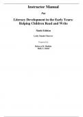 Instructor Manual For Literacy Development in the Early Years Helping Children Read and Write 9th Edition By Lesley Mandel Morrow (All Chapters, 100% Original Verified, A+ Grade)