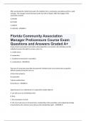 Florida Community Association Manager Prelicensure Course Exam Questions and Answers Graded A+