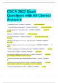 CDCA 2023 Exam Questions with All Correct Answers