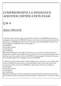 COMPREHENSIVE LA INSURANCE ADJUSTER CERTIFICATION EXAM Q & A 2024 UPDATE