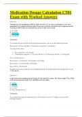 Medication Dosage Calculation CT01 Exam with Worked Answers