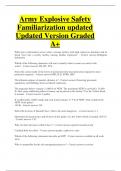 Army Explosive Safety  Familiarization Questions and Answers updated  Updated Version Graded  A+