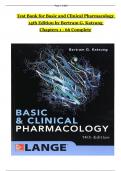 Basic and Clinical Pharmacology 14th Edition TEST BANK by Bertram G. Katzung, Verified Chapters 1 - 66, Complete Newest Version