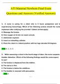 ATI Maternal Newborn Final Exam Questions and Answers (2024 / 2025) (Verified Answers)