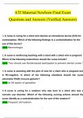 ATI Maternal Newborn Final Exam Questions and Answers (2024 / 2025) (Verified Answers)