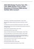 2024 SIDA Badge Practice Test JFK -LGA -EWR (Answer True or False Questions of Common SIDA terms) Verified 100% Correct!!