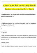 NASM Nutrition Exam Study Guide Questions and Answers (2024 / 2025) (Verified Answers)