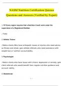 NASM Nutrition Certification Exam Quizzes, 200 Questions and Answers (2024 / 2025) (Verified Answers)