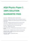 AQA Physics Paper 1 100% SOLUTION  GUARANTEE PASS